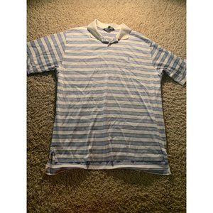 Vintage Polo Ralph Lauren Golf Polo White/Blue Striped Shirt Mens Size XL Bin N